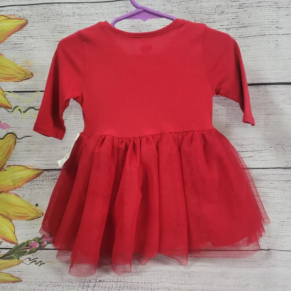 Old Navy Red Long Sleeve Tutu Onesie‎ Dress Size 6-12 Months New with Tags!!!